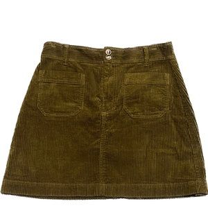 Madewell  Corduroy A line Mini Skirt Olive Gree Size 6
